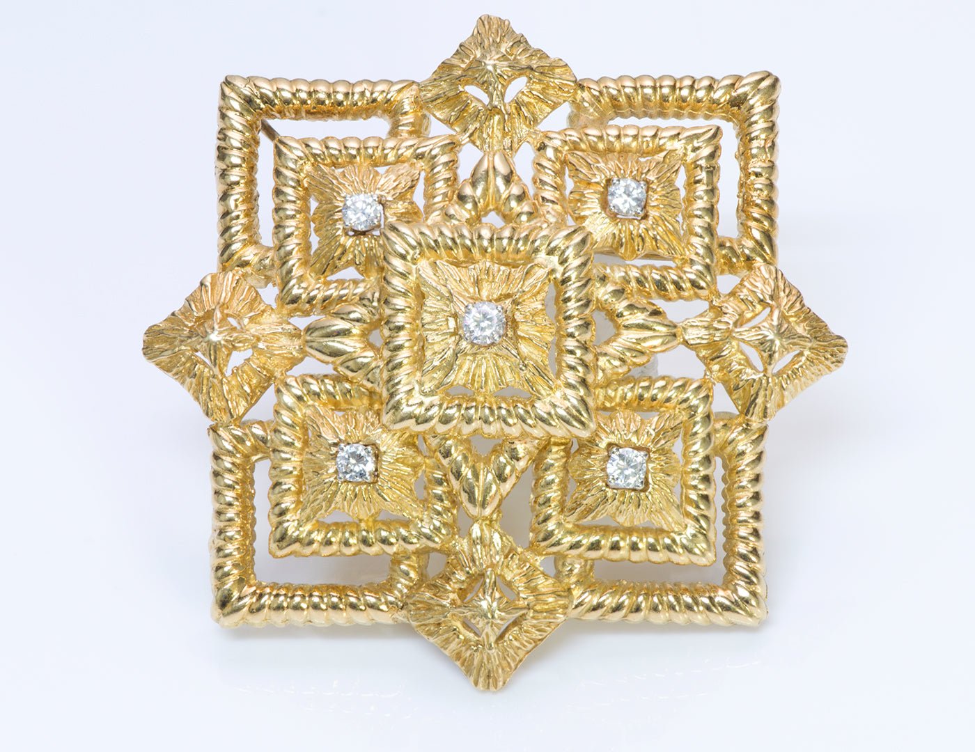 Hammerman Brothers 18K Gold Diamond Pendant Brooch