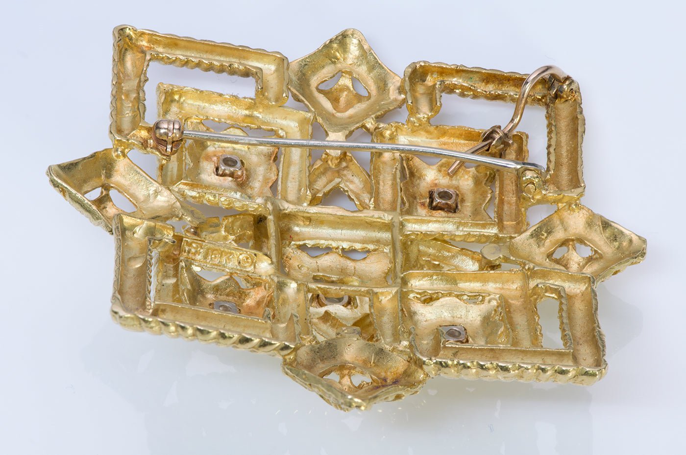 Hammerman Brothers 18K Gold Diamond Pendant Brooch