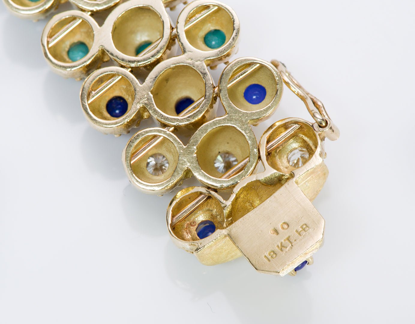 Hammerman Brothers 18K Gold Diamond Turquoise Lapis Bracelet