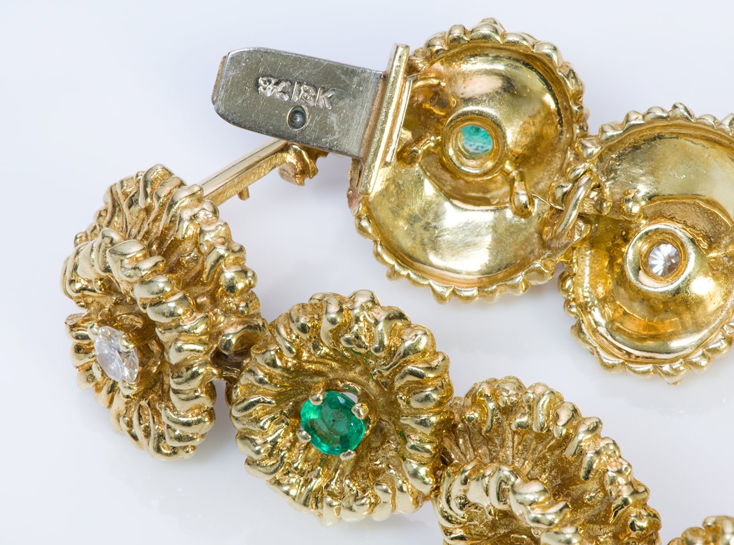 Hammerman Brothers 18K Gold Emerald Diamond Bracelet
