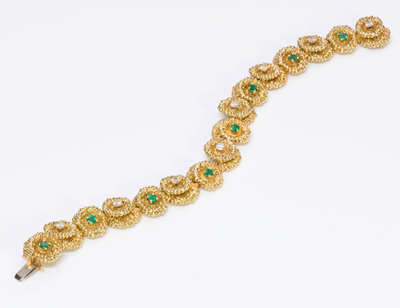 Hammerman Brothers 18K Gold Emerald Diamond Bracelet