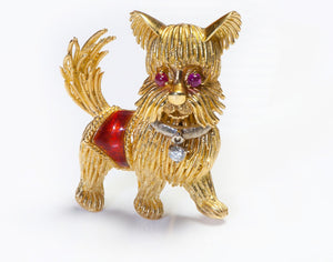 Hammerman Brothers 18K Gold Ruby Diamond Schnauzer Brooch