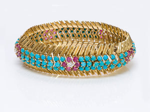 Hammerman Brothers 18K Gold Ruby Diamond Turquoise Bracelet