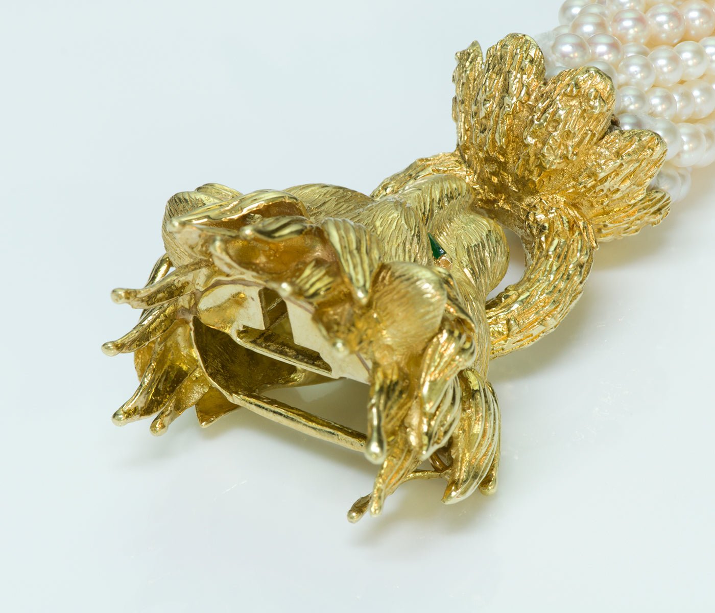 Hammerman Brothers Gold Lion Emerald Pearl Bracelet