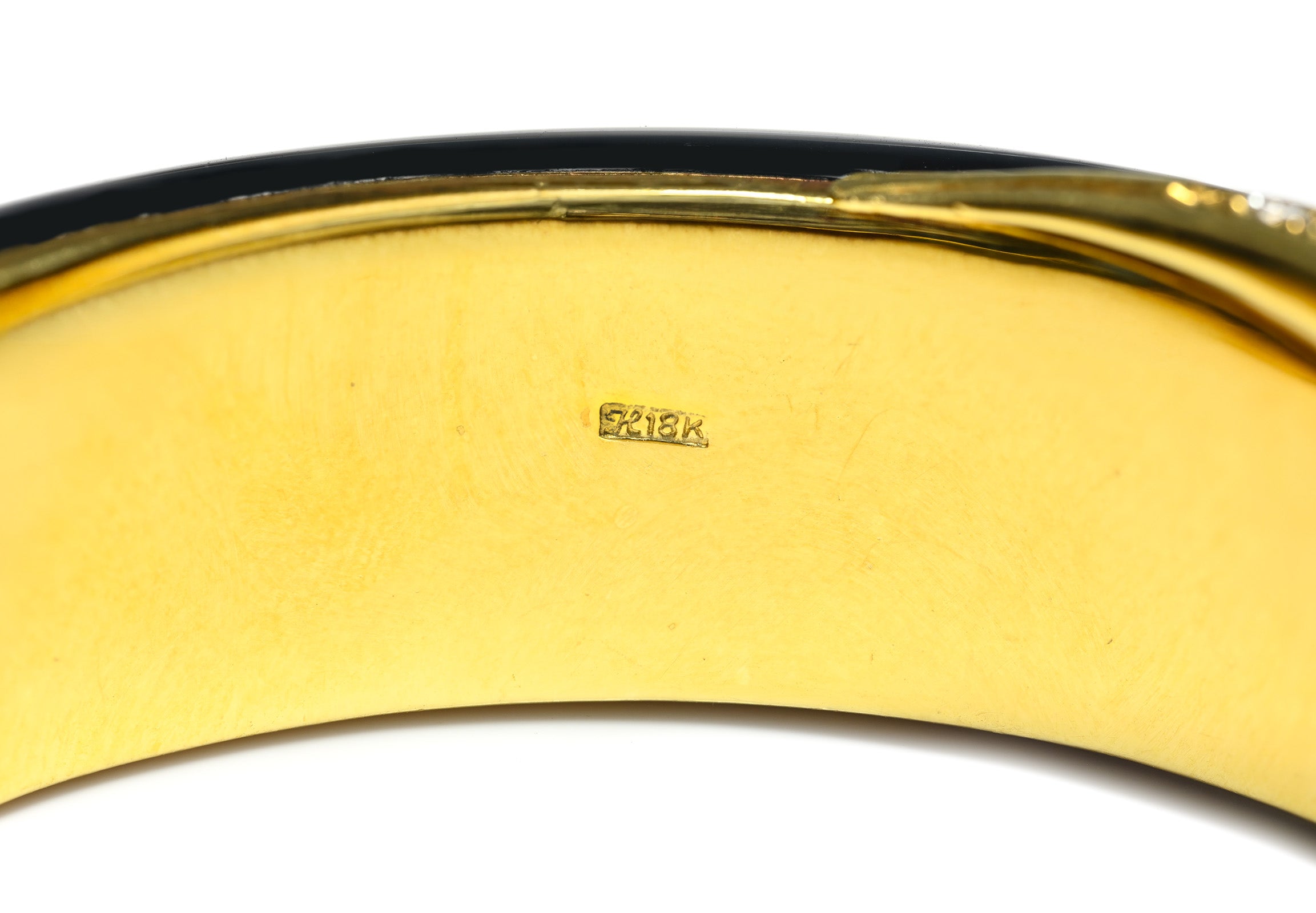 Hammerman Brothers Hallmark 18K Yellow Gold Diamond Onyx Bangle Bracelet 