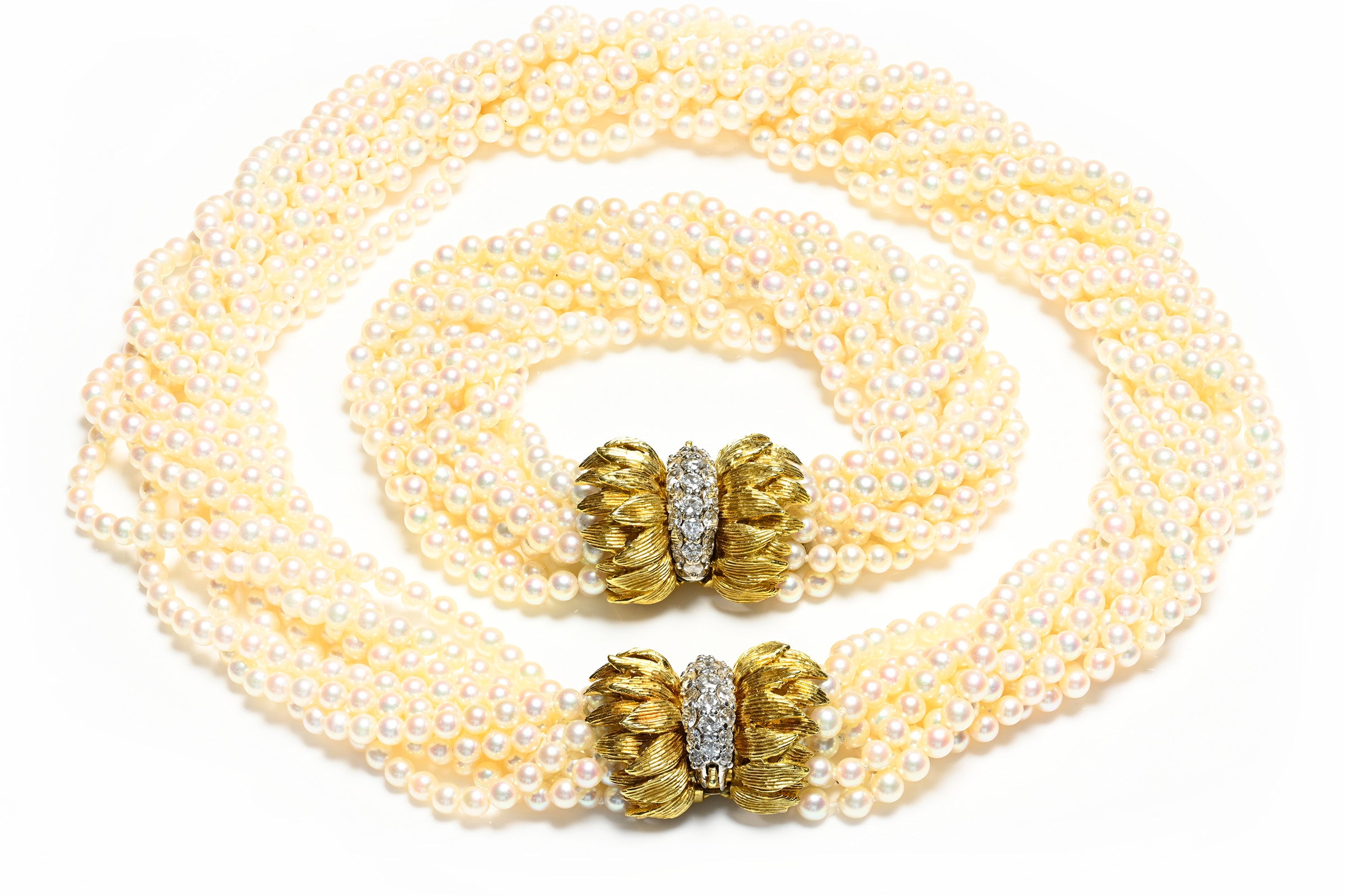 Luxury Hammerman Brothers 18K Gold Diamond Pearl Necklace Bracelet 