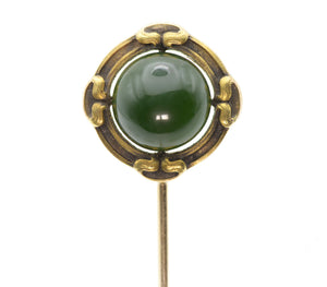 Hans Brassler & Co. Art Nouveau Gold Green Onyx Stick Pin