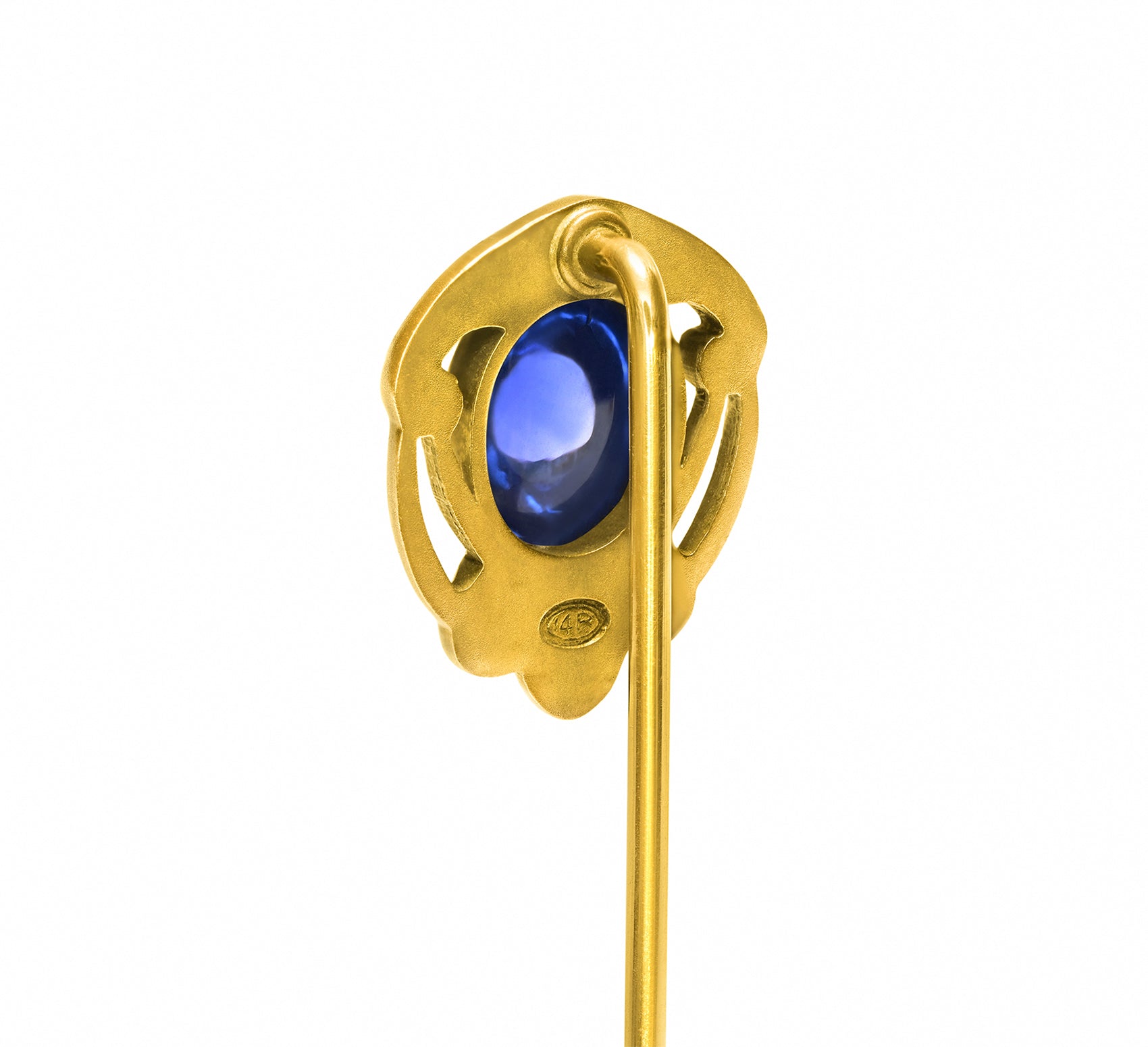 Hans Brassler Gold Sapphire Stick Pin Hallmark 