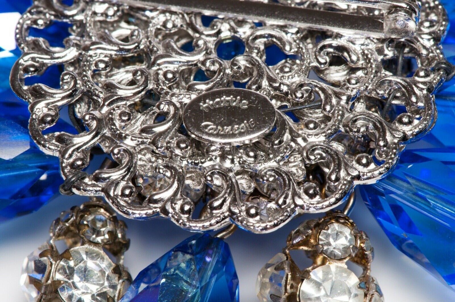 Hattie Carnegie 1950's Blue Crystal Beads Large Bow Tassel