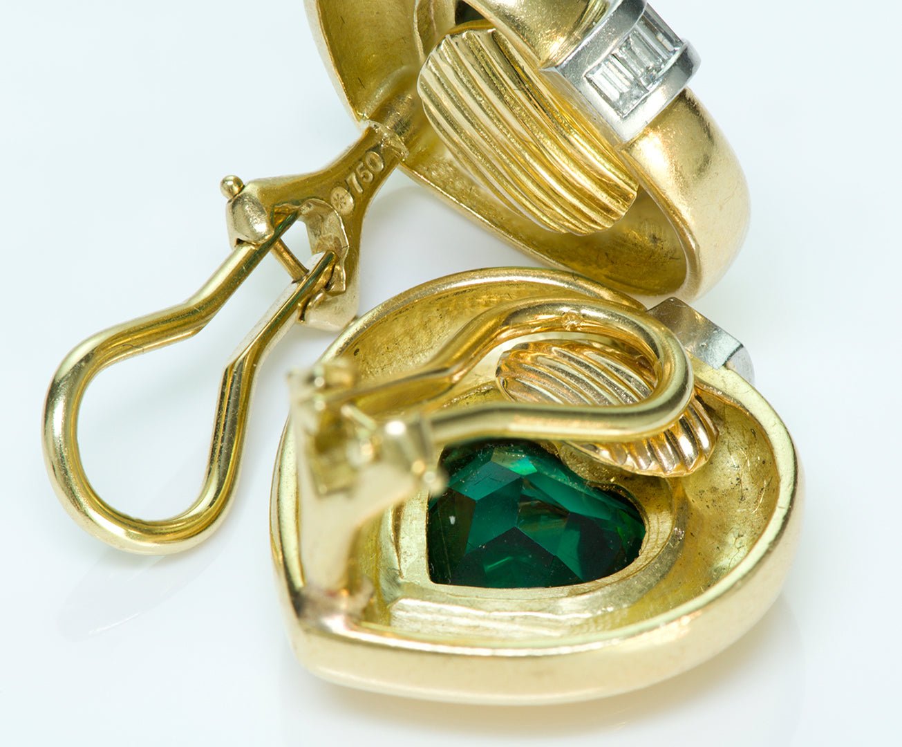 Heart Tourmaline Diamond Gold Earrings