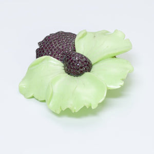 Hedy Martinelli Ruby Flower Gold Brooch