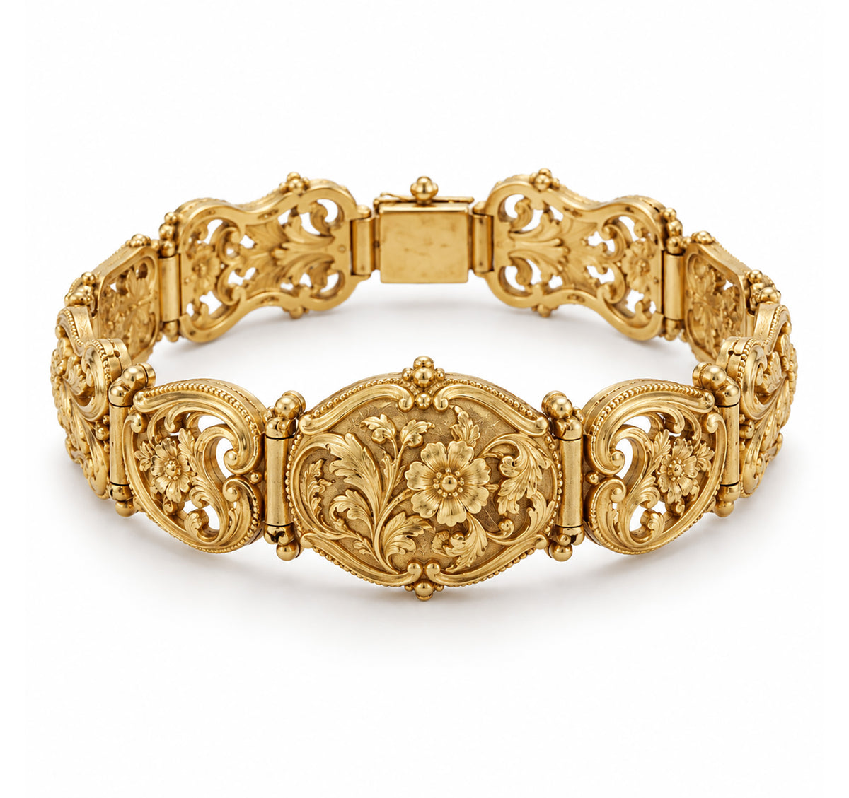 Antique Yellow Gold and Diamond Floral Bracelet