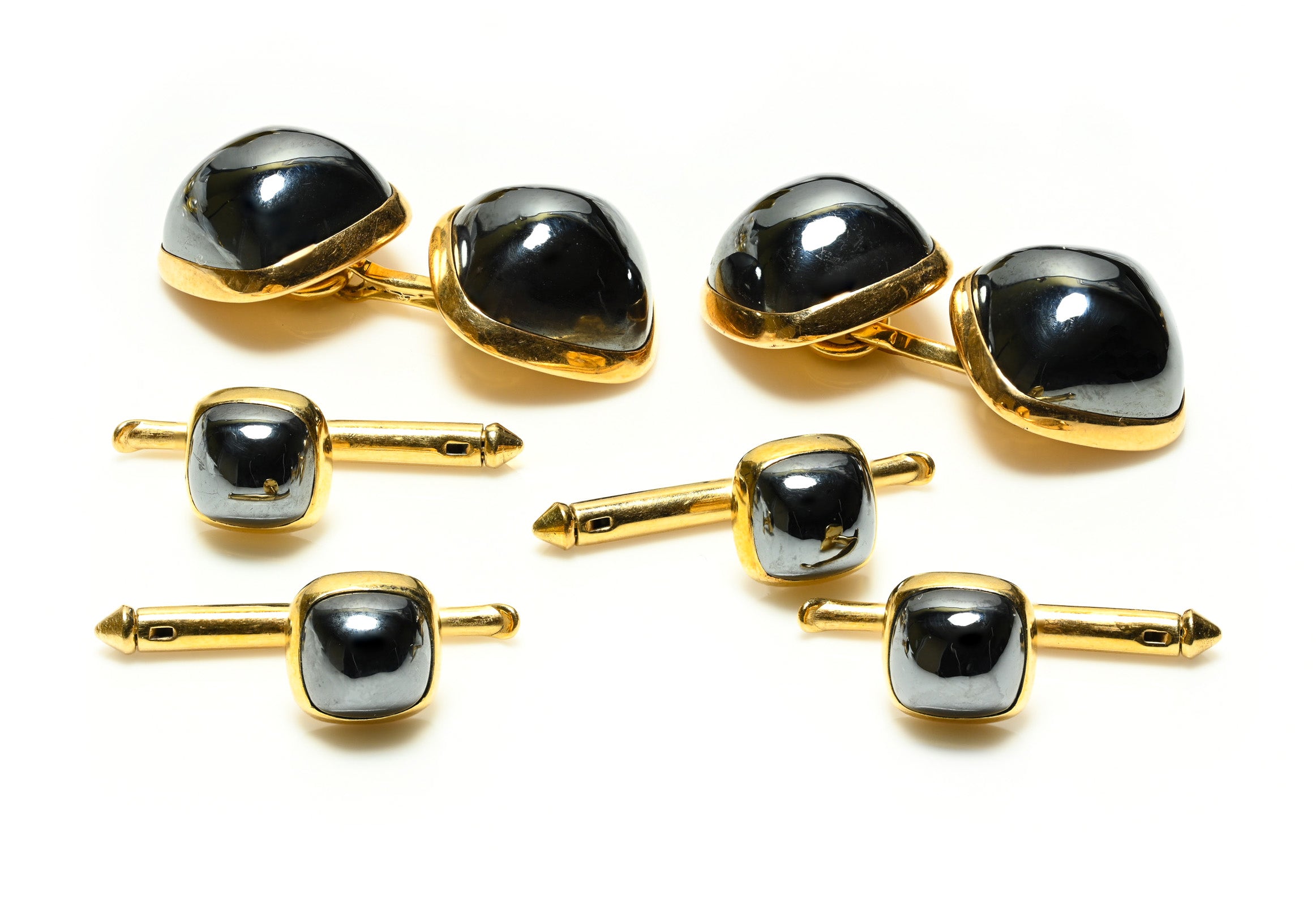 Larter & Sons Art Deco Gold Hematite Cufflink with Four Studs