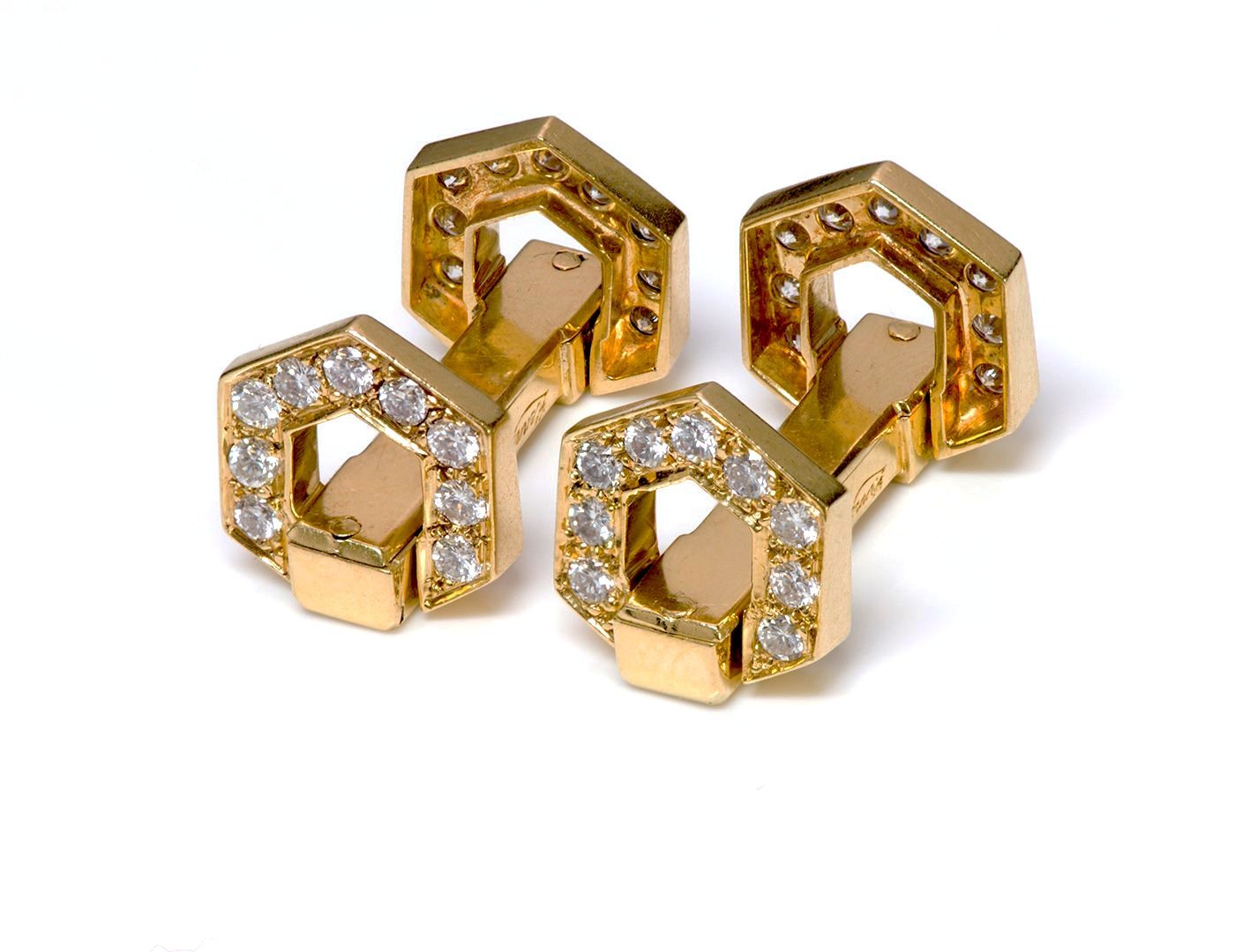 Hennell 18K Gold Diamond Stirrup Cufflinks