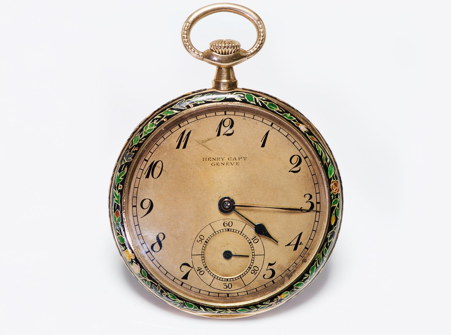 Henry Capt Antique Gold Enamel Pocket Watch