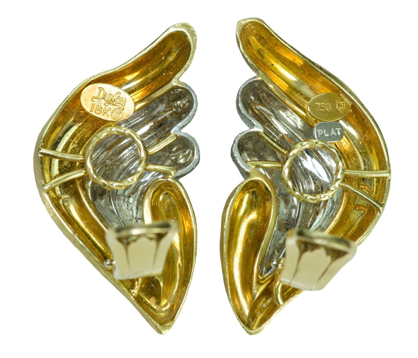 Henry Dunay Sabi Platinum and 18K Gold Earrings