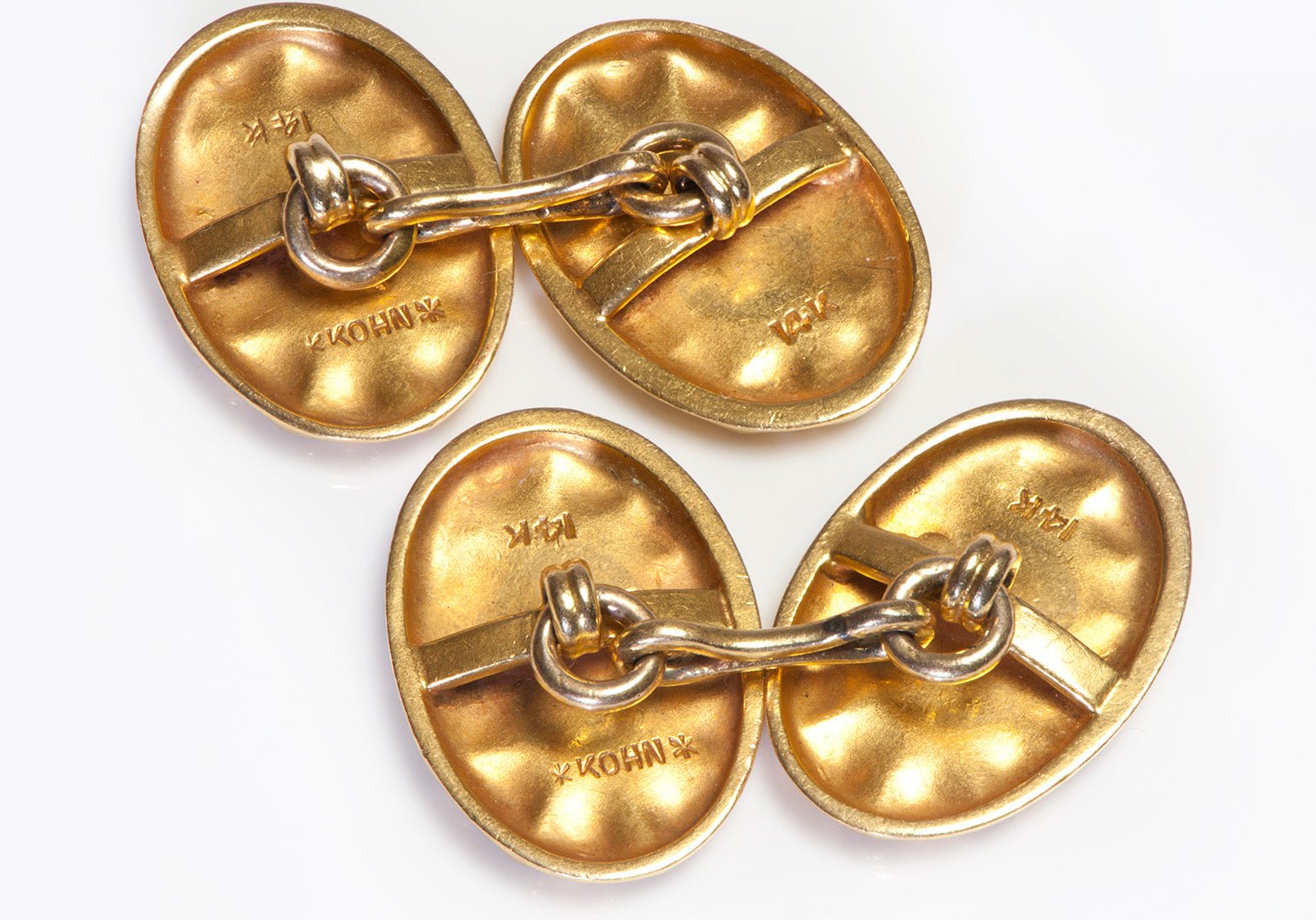 Henry Kohn Art Nouveau Gold Diamond Cufflinks