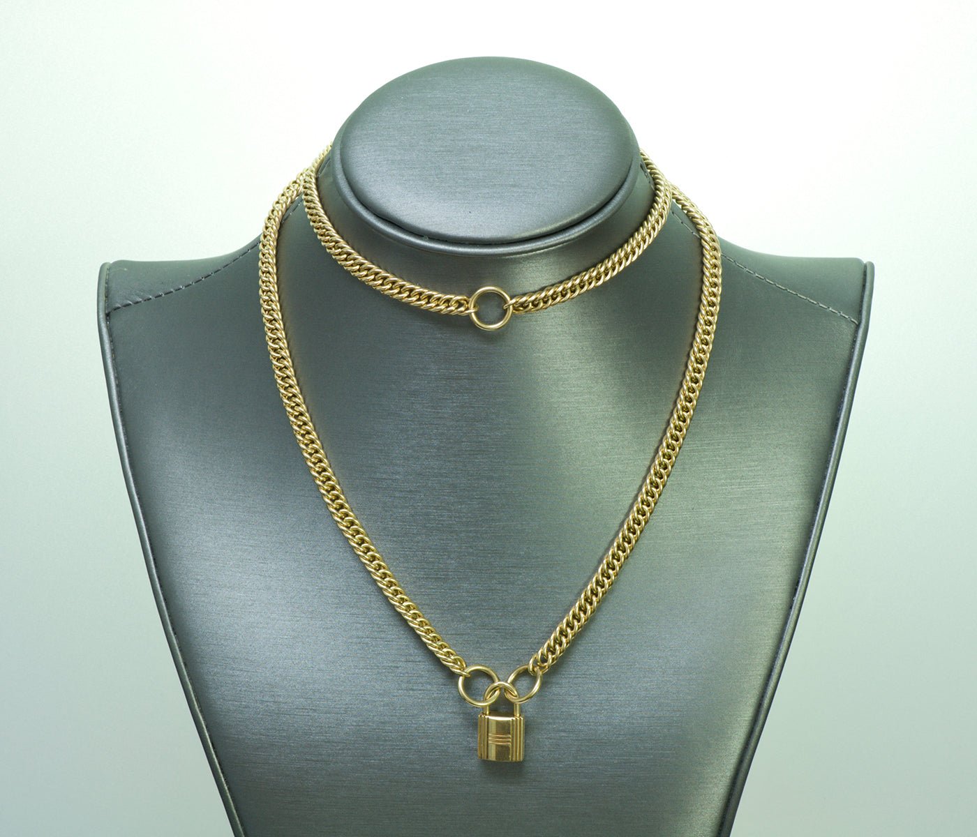 Hermès 18K Gold Padlock Chain Necklace