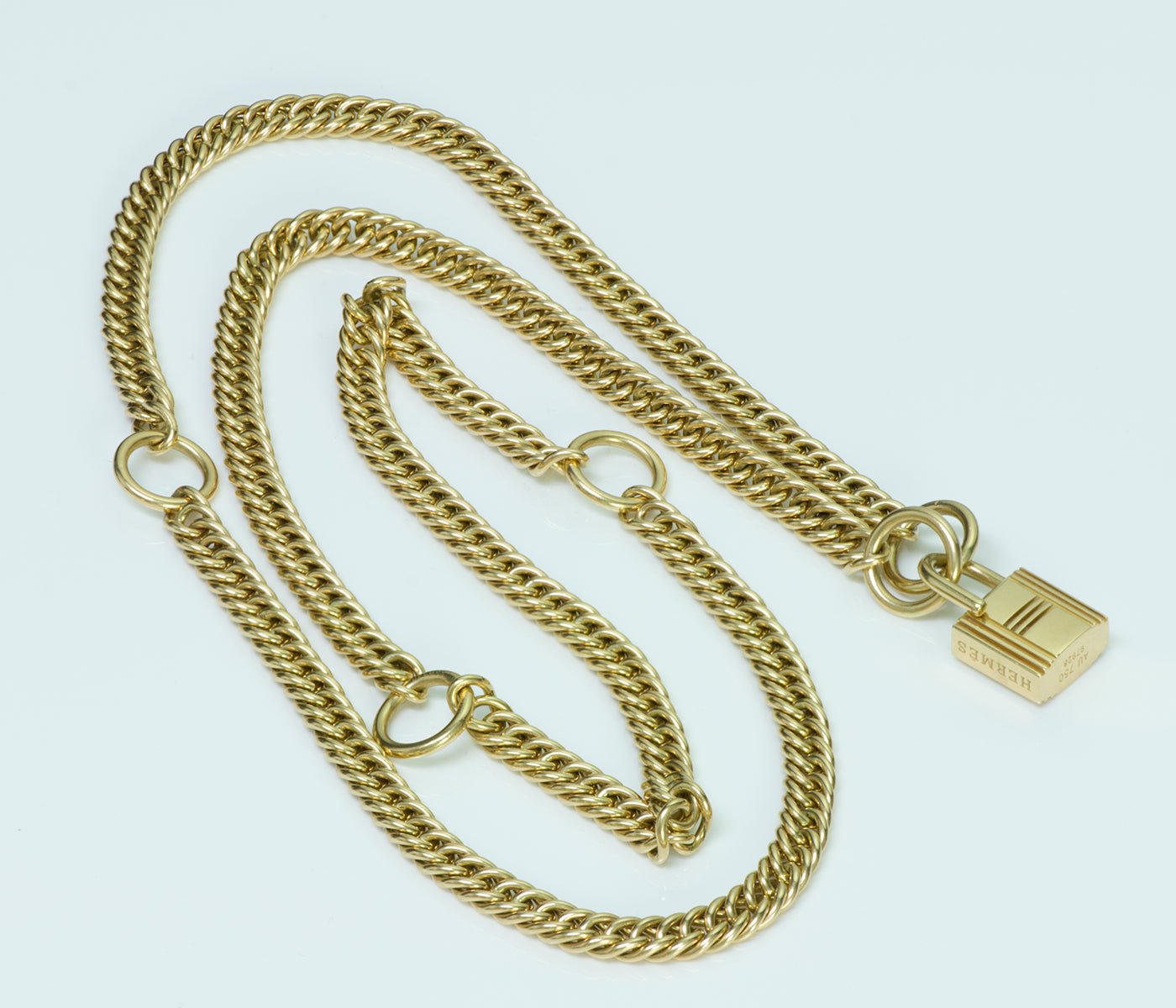 Hermès 18K Gold Padlock Chain Necklace