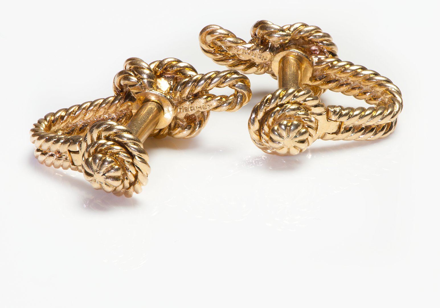 Hermes 18K Gold Rope Twist Cufflinks