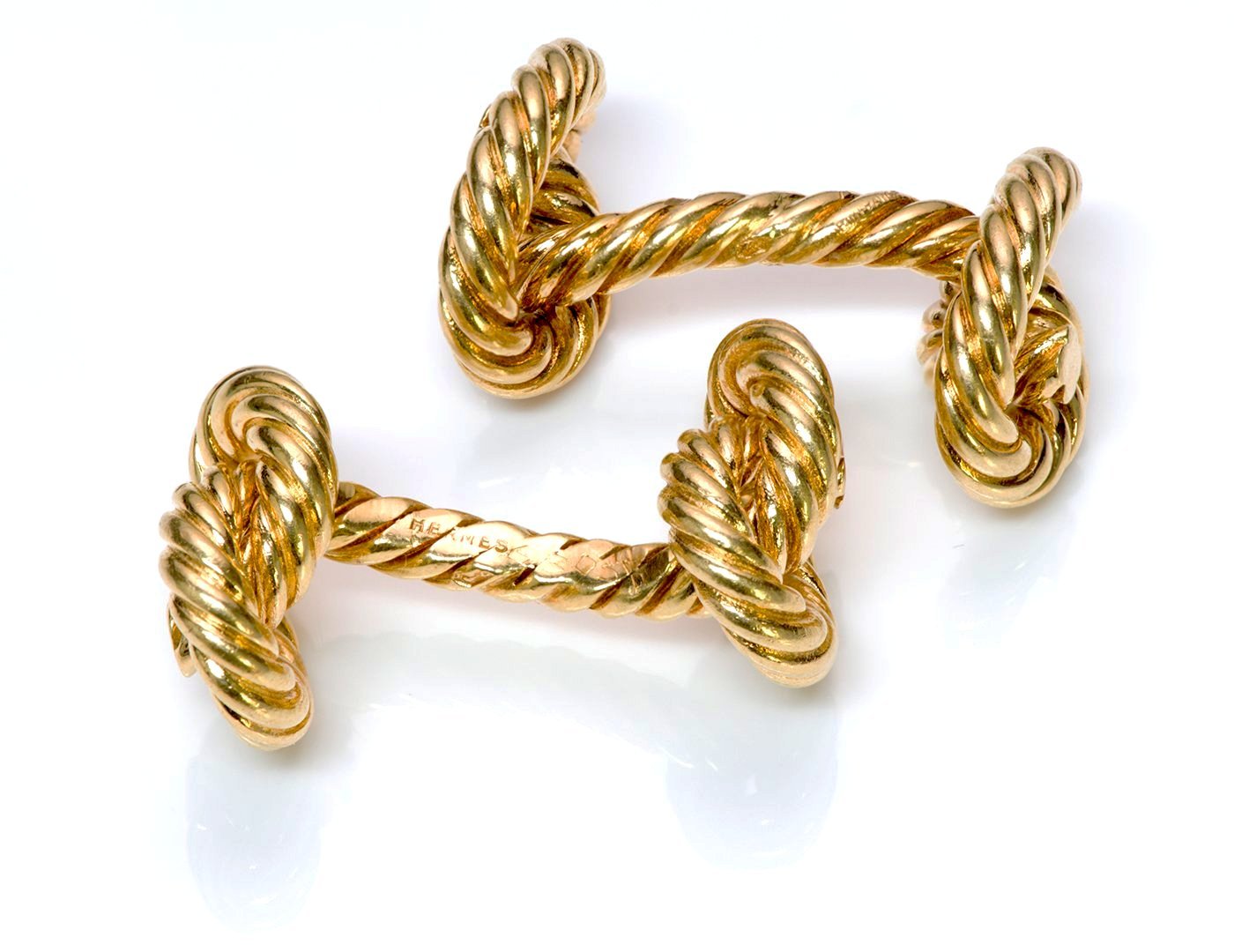 Hermès 18K Gold Twisted Rope Knot Cufflinks
