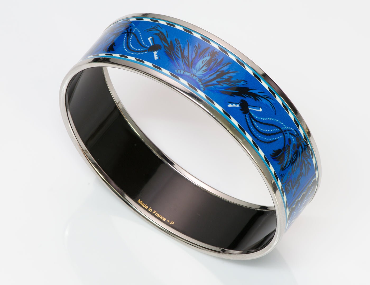 Hermes Brazil Blue Enamel Bangle Bracelet
