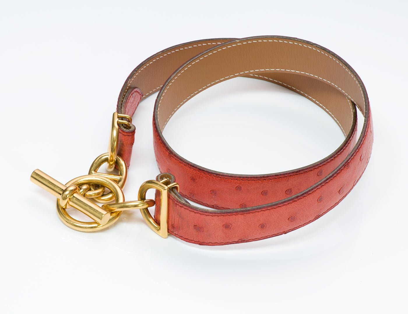 Hermès Chaine D’Ancre Red Ostrich Belt