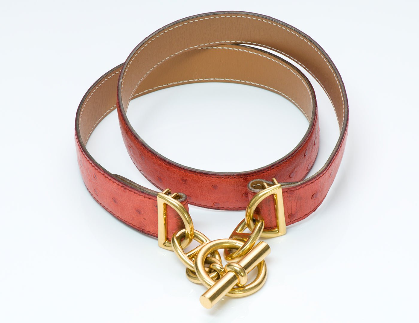 Hermès Chaine D’Ancre Red Ostrich Belt