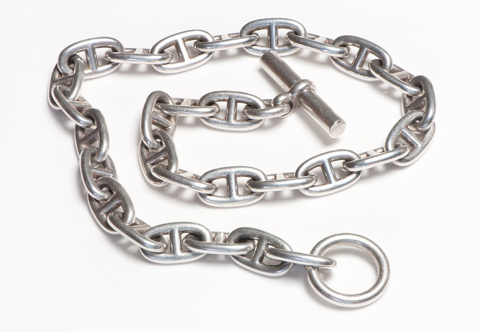 HERMES Chaine d’Ancre Sterling Silver Large Chain Toggle Necklace