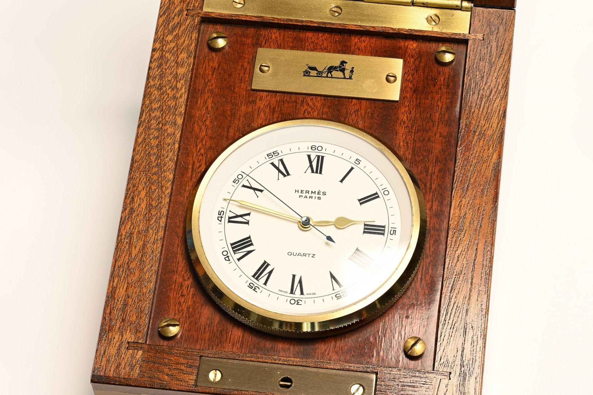 Hermes Chronometer Wood Desk Clock