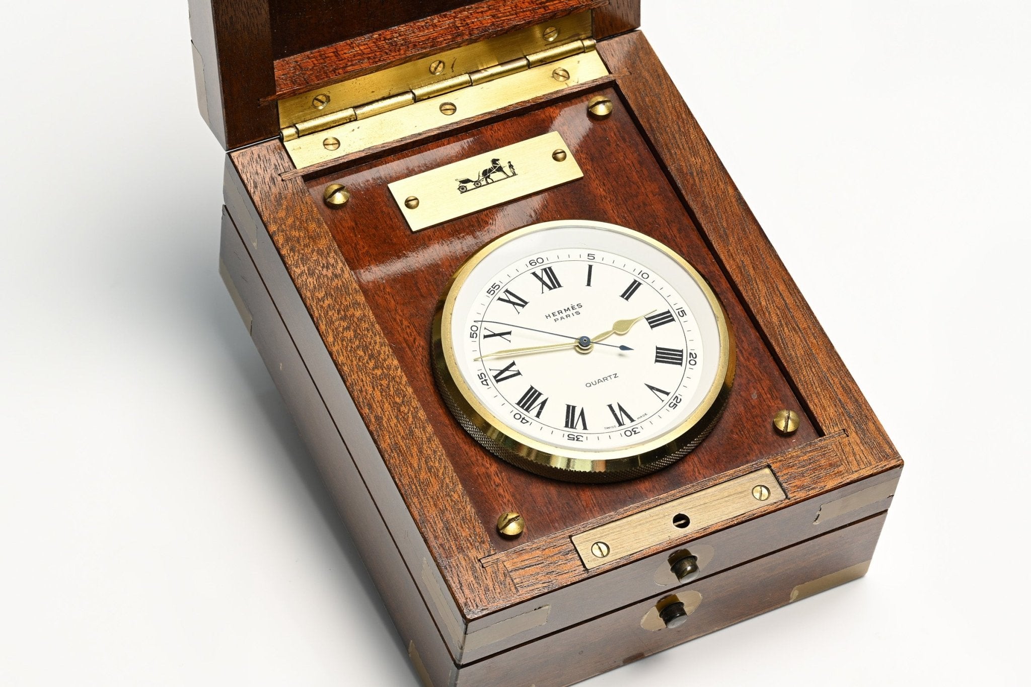 Hermes Chronometer Wood Desk Clock