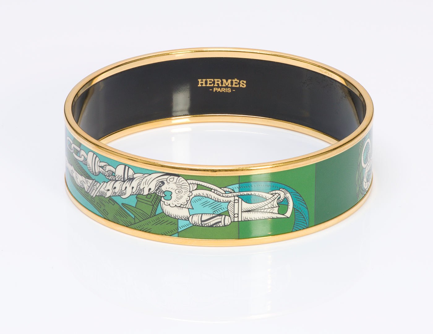 Hermes Enamel Anchor Chain Bangle Bracelet