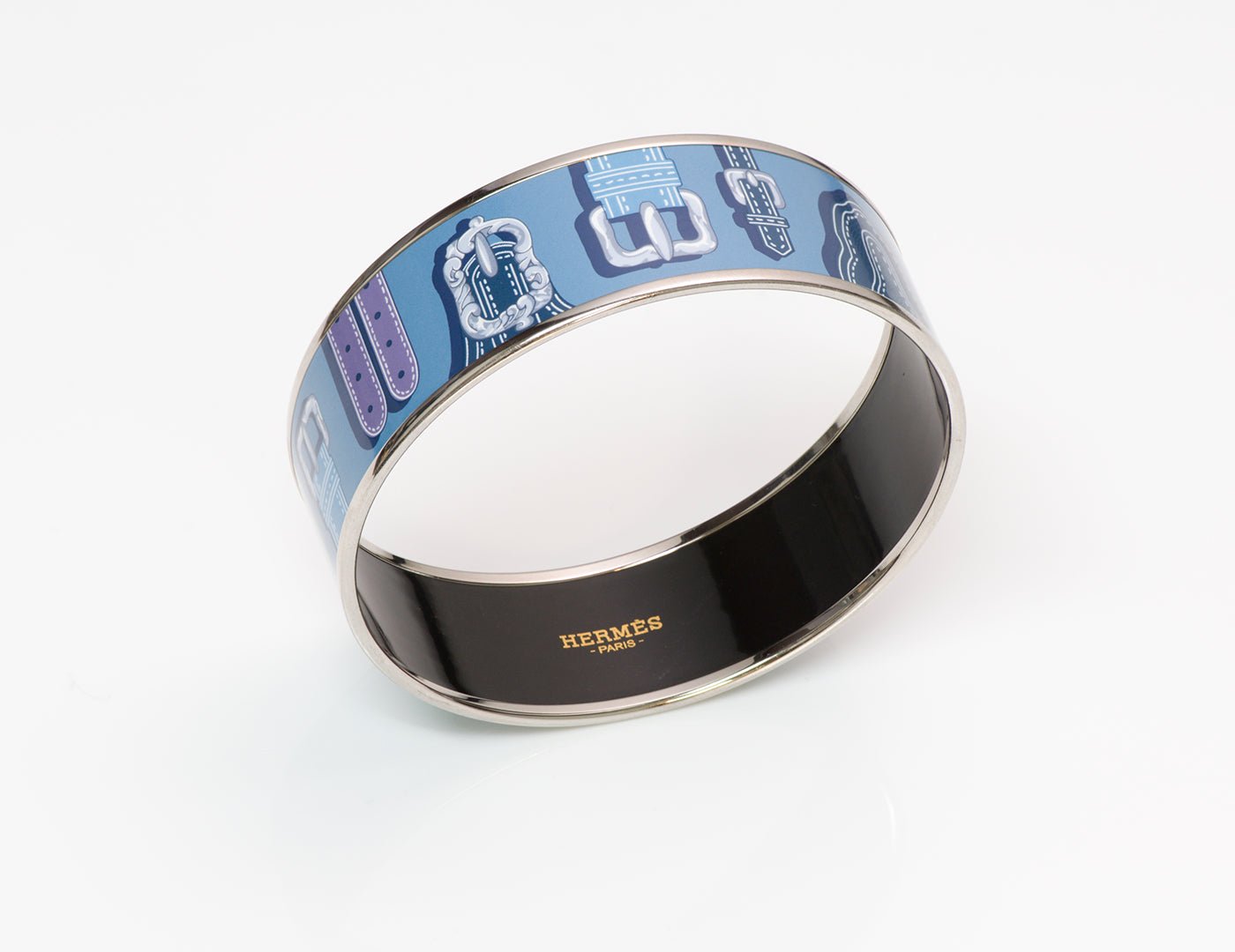 Hermès Enamel Buckle Bangle Bracelet