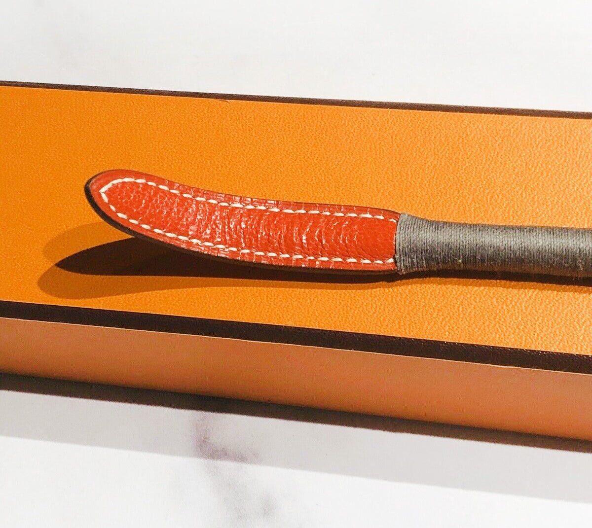 HERMES Essentielle Equestrian Red Woven Leather Whip Riding Crop