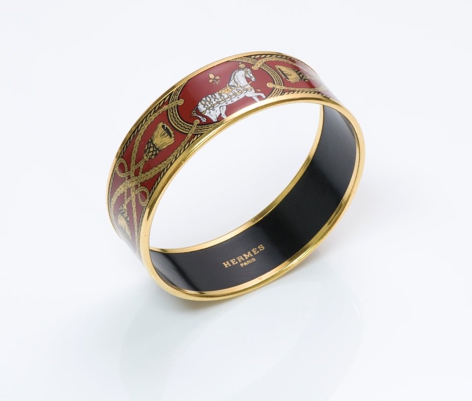 Hermès Grand Apparat Horse Enamel Bangle Bracelet