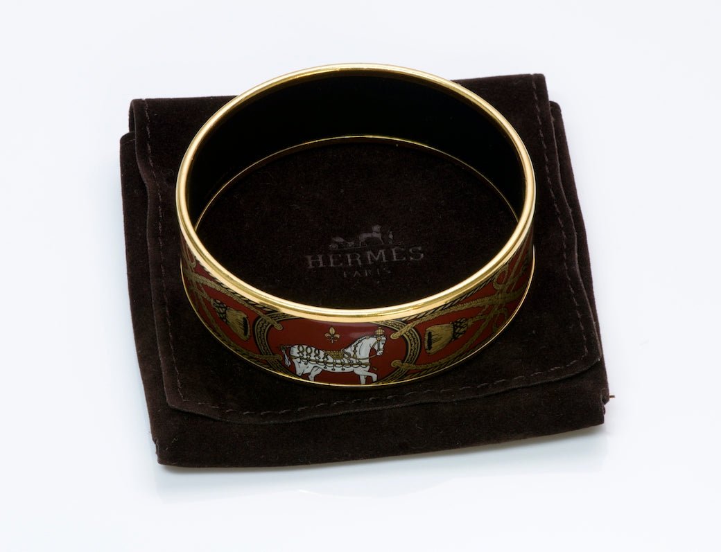 Hermès Grand Apparat Horse Enamel Bangle Bracelet
