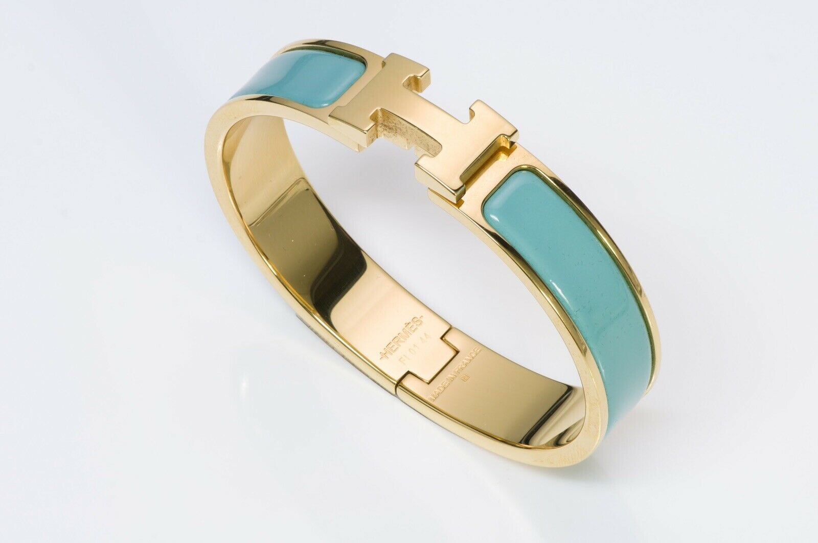 Hermes H Turquoise Enamel Clic Clac Bracelet PM