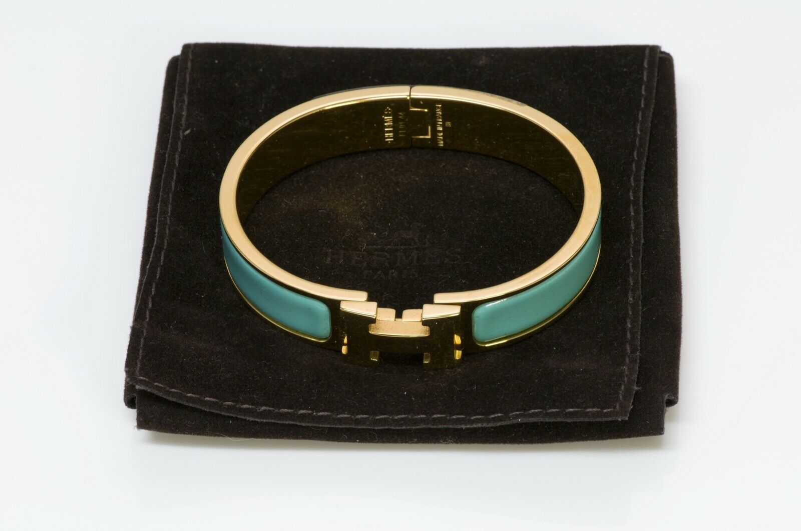 Hermes H Turquoise Enamel Clic Clac Bracelet PM