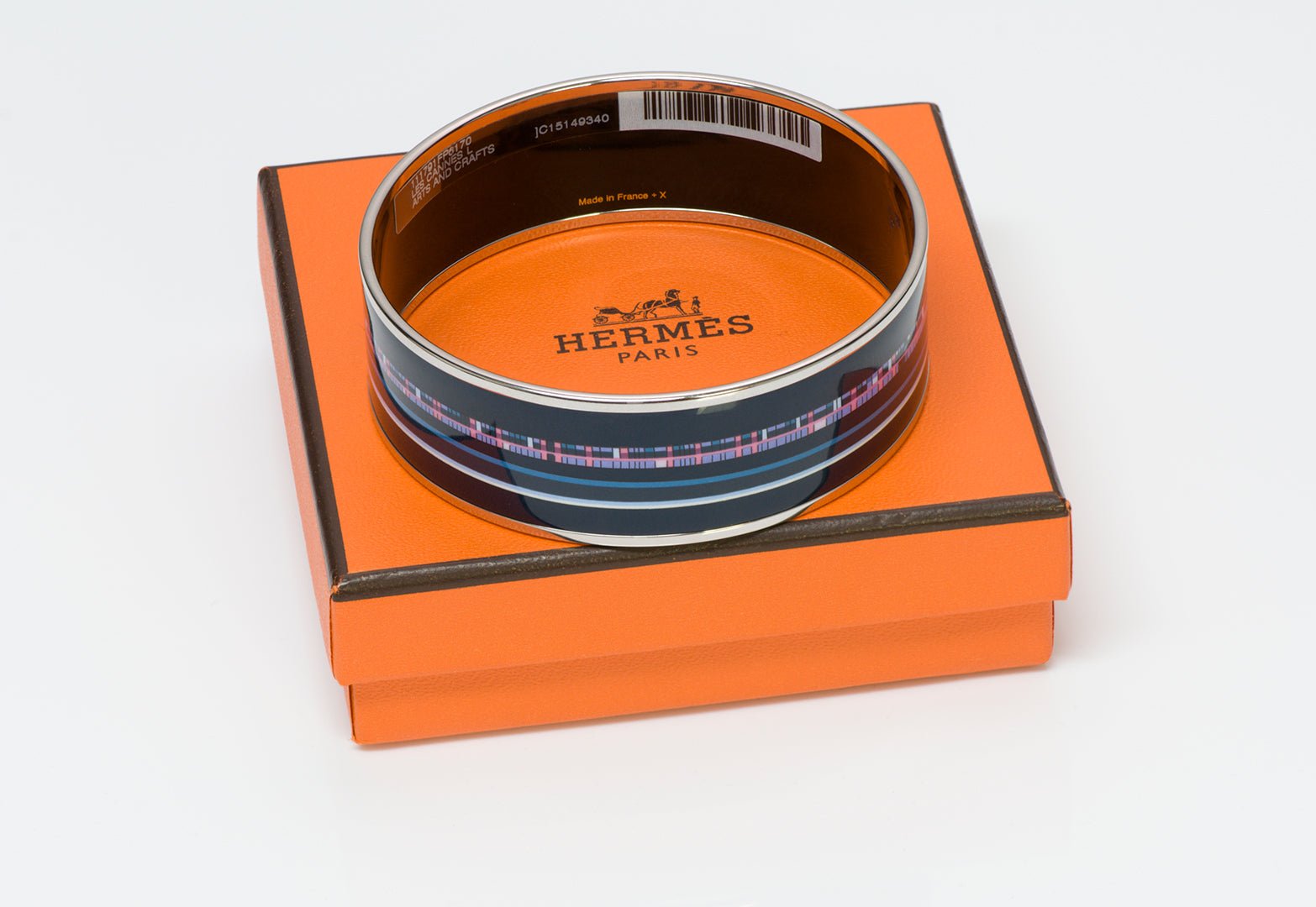 Hermès “Les Cannes” Enamel Bangle Bracelet