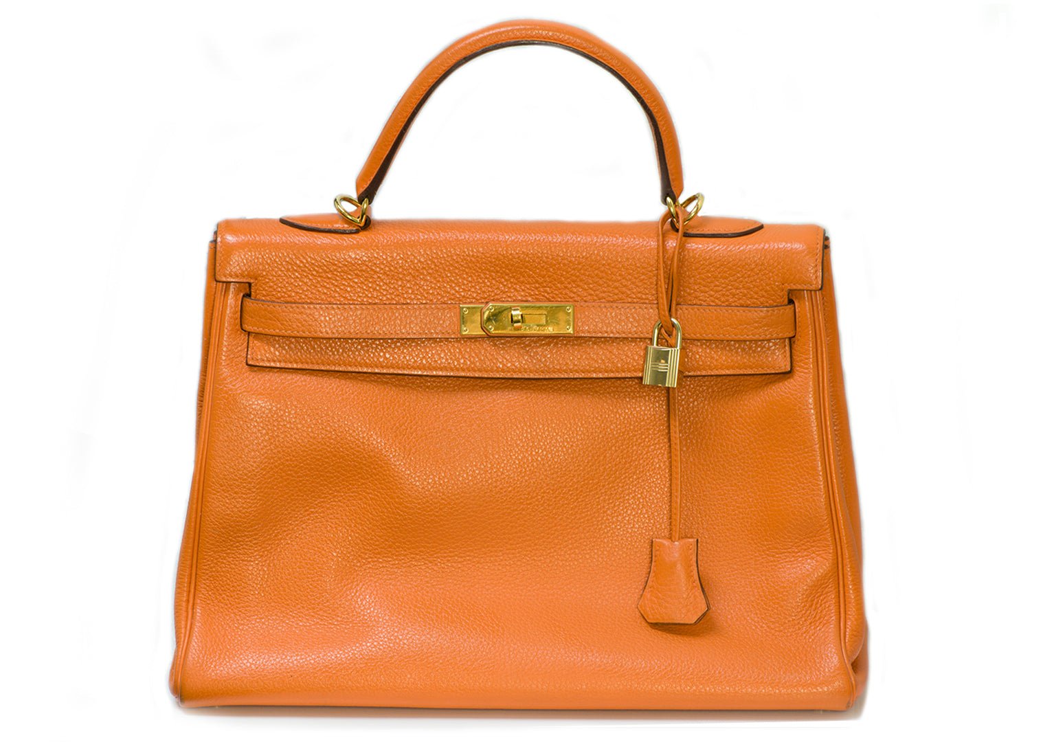 Hermes Orange Leather Kelly Bag