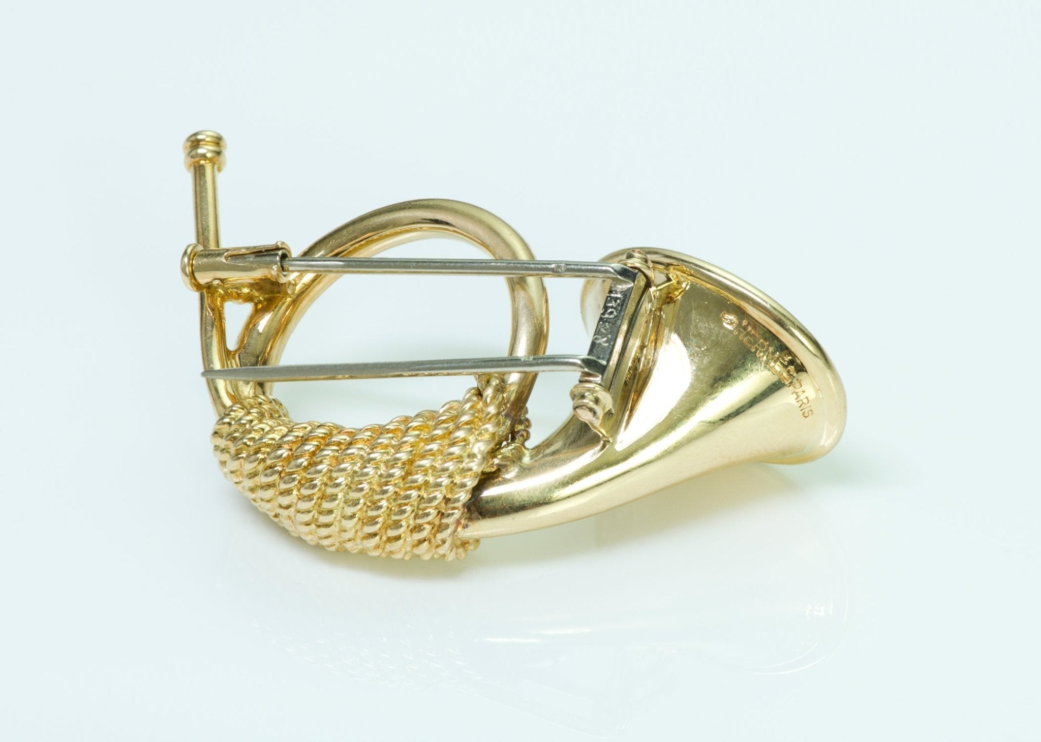 Hermès Paris 18K Yellow Gold French Horn Brooch