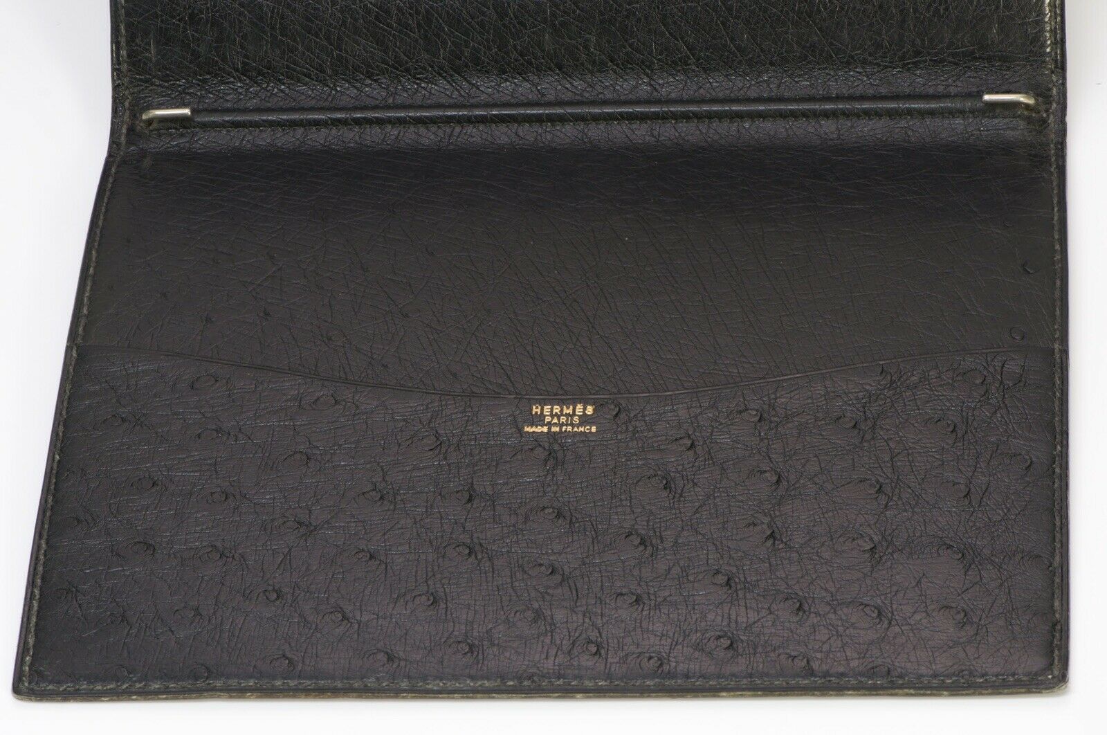 HERMES Paris 1985 Black Ostrich Large Agenda Notebook Cover