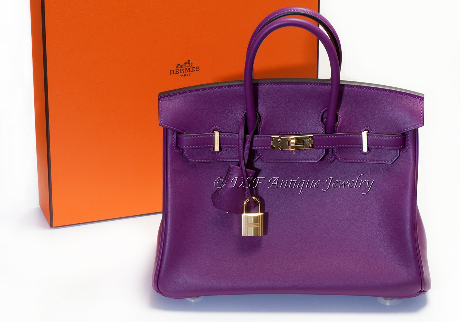 Hermes Paris Anemone Purple Leather Birkin 25 Bag