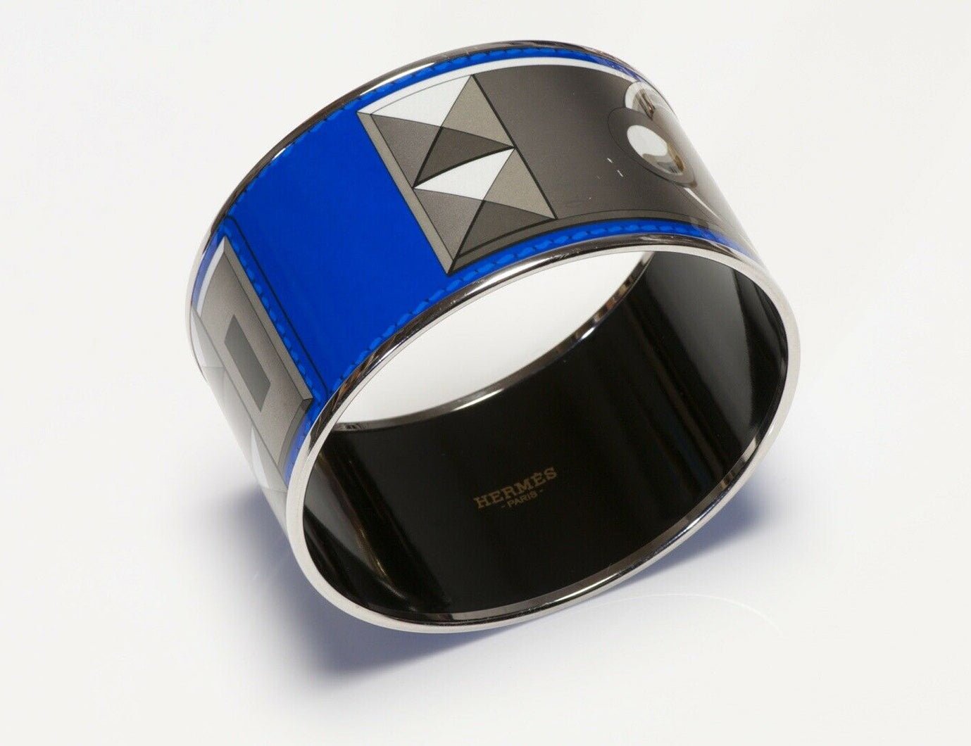 HERMES Paris Blue Enamel Collier de Chien Bangle Bracelet