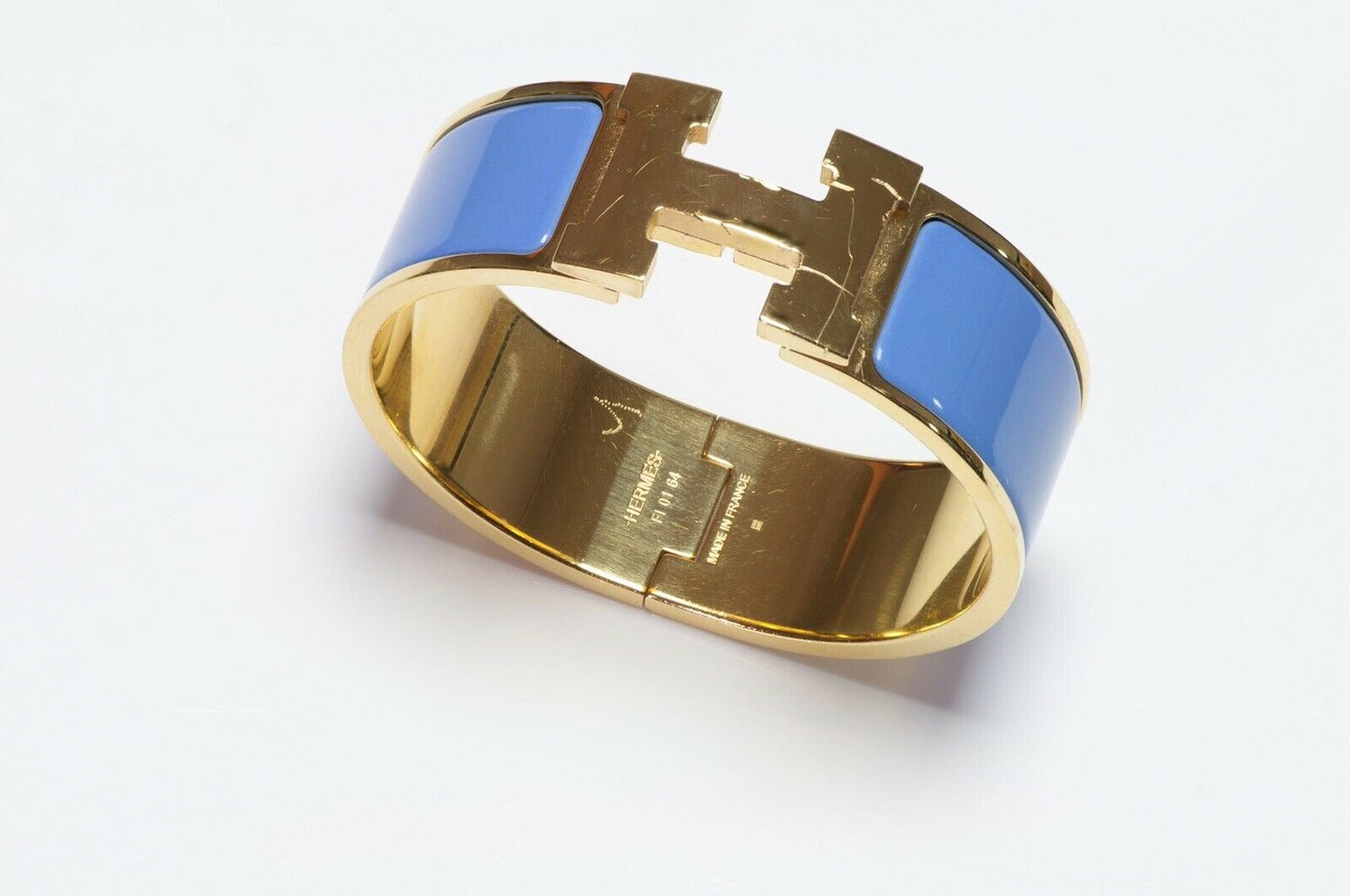 HERMES Paris Blue Enamel H Clic Clac Bracelet
