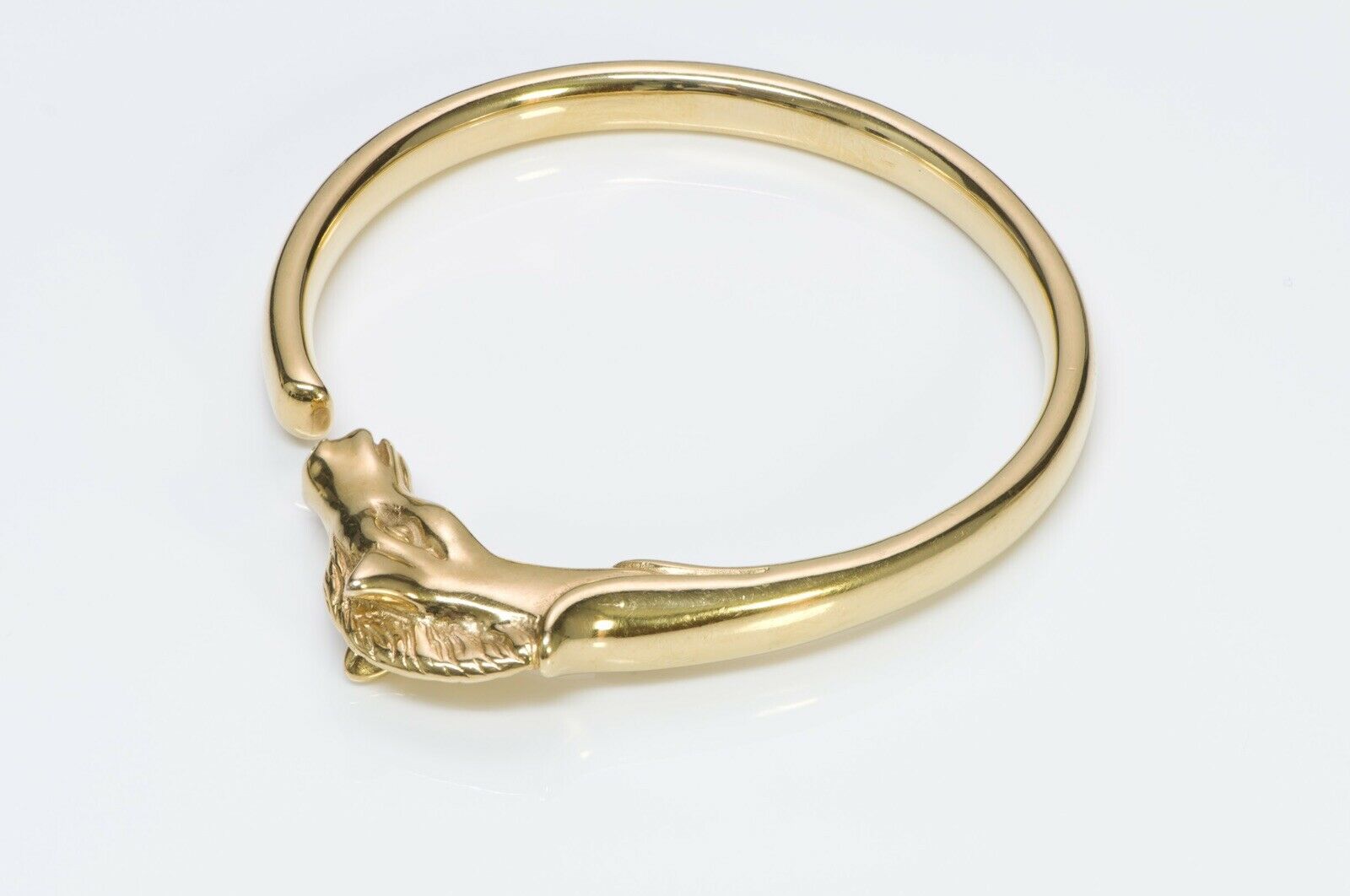HERMES Paris Gold Plated Horse Head Bangle Bracelet