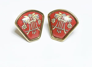 HERMES Paris Red Enamel Earrings