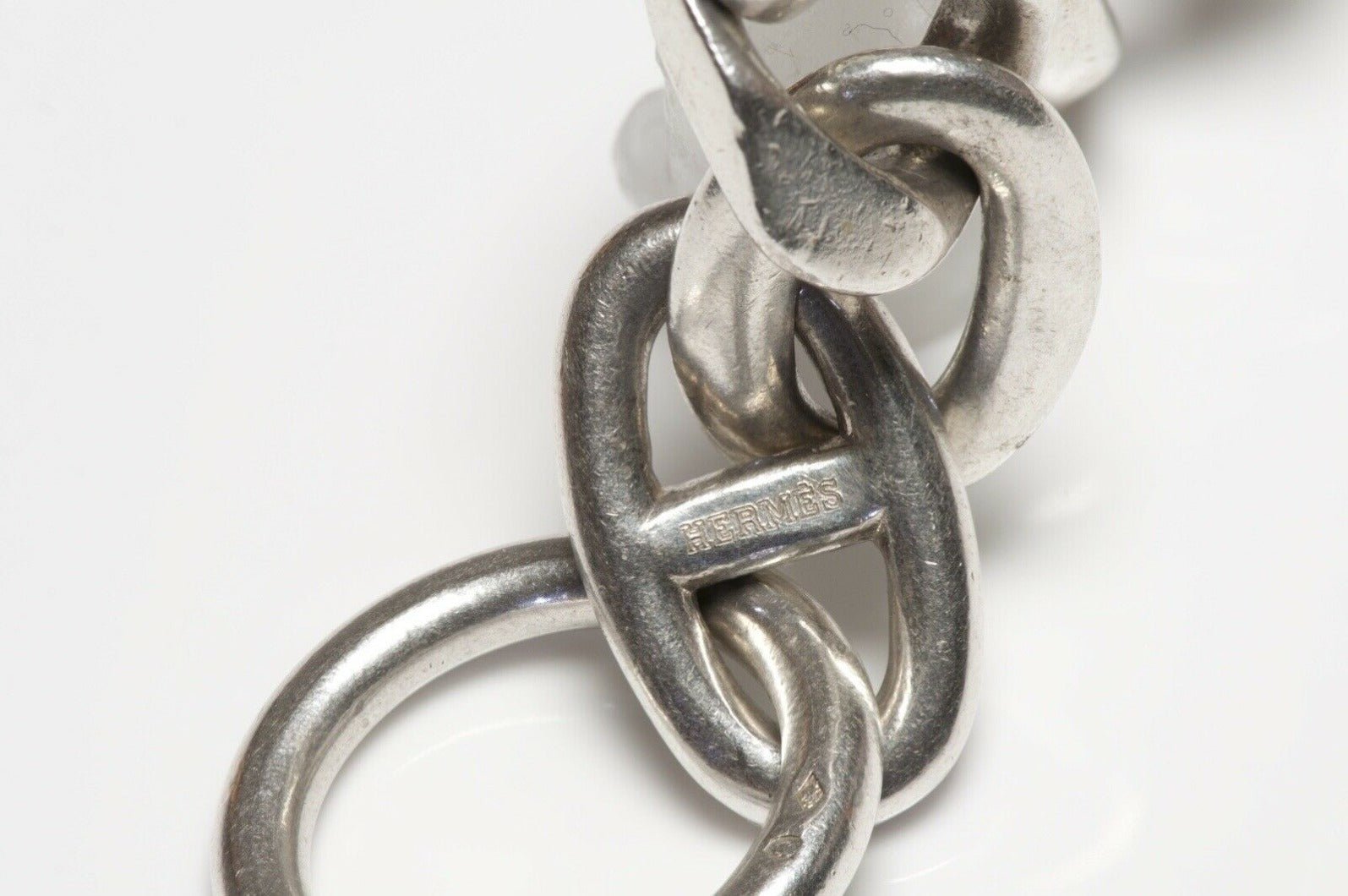 HERMES Paris Sterling Silver 3 Link Toggle Chain Bracelet Large Model