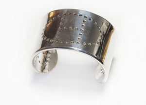 Hermes Paris Wide Sterling Silver H Eclipse Cuff Bracelet