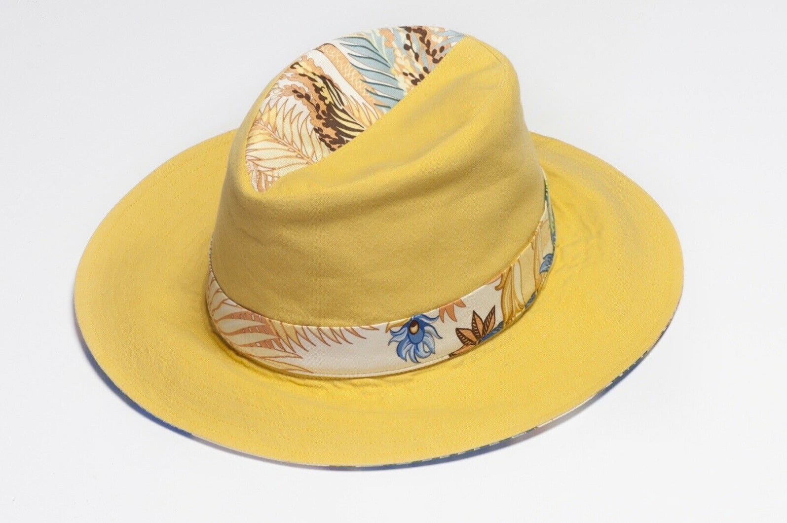 HERMES Paris Yellow Cotton Silk Blend Women’s Fedora Hat